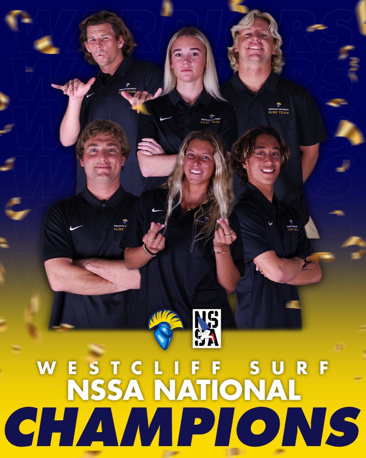 Westcliff Surf, NSSA National Champions: the 2026 Westcliff University surf team